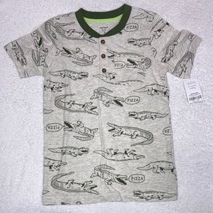 NWT carters alligator pizza short sleeve pocket Henley size 7
